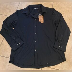 NWT PJ Paul Jones Black Button Down Long Sleeve Shirt. Size: Large